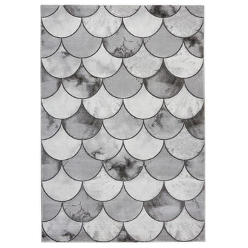 Craft 23361 Modern Geometric Scales Soft Textured Grey/Silver Rug-Think Rugs-Rug Love - The Most Loved Rug Store